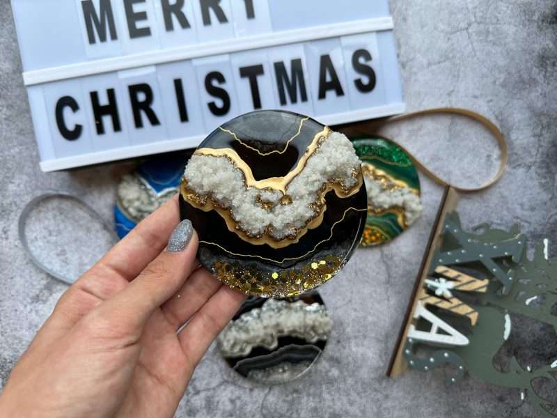 Black and gold Christmas tree ornaments, Christmas decor, Christmas ornaments, Christmas tree, black epoxy, agate home decor, quartz crystal sand, resin ornaments, epoxy resin, resin crafts, resin decoration, tis the season, our first christmas, epoxy resin art, Resin crystal fridge magnet, Green and gold resin crystal magnet, crystal, magnets, refrigerator magnet, epoxy resin, resin crystal, quartz, crystal chips, crystal point, resin decor, crystal art, magnet art, witchy decor, resin magnet, resin art, gift for her, gift for him, epoxy resin, decorative magnet, cute magnet, resin decor, unique magnet, one of a kind gift, cute fridge magnet, kitchen accessory, round magnet, emerald green, may birthstone
