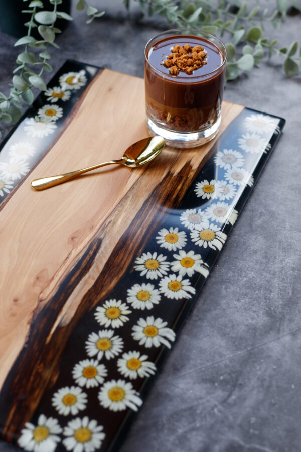 charcuterie board, coffee table tray, dried flowers, floral serving tray, flower cheese board, flower preservation, olive wood, pressed flower art, realtor gift, resin tray, wedding gift, wood serving tray, wooden board