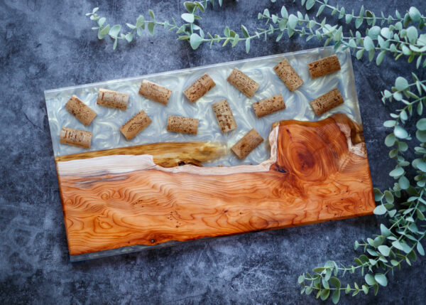 epoxy serving tray, live edge wood, wooden tray, charcuterie board, wooden board, resin cheese board, gift for wine lovers, live edge epoxy, wood serving tray, wood cheese board, wine cork board, thinking of you gift, realtor gift