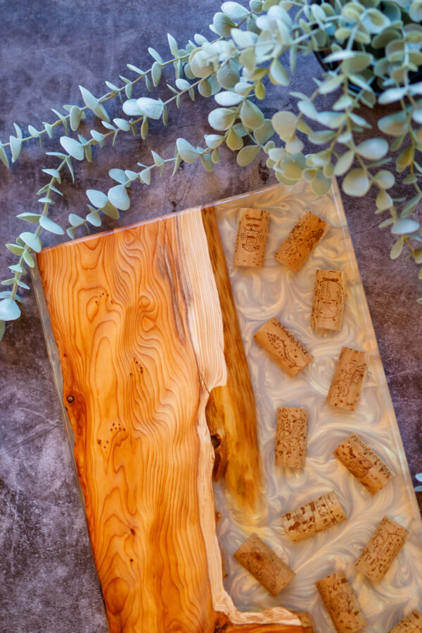 epoxy serving tray, live edge wood, wooden tray, charcuterie board, wooden board, resin cheese board, gift for wine lovers, live edge epoxy, wood serving tray, wood cheese board, wine cork board, thinking of you gift, realtor gift