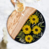 pressed flower art, decorative trays, flower preservation, live edge wood, realtor closing gift, serving tray, godmother gift, epoxy resin, charcuterie board, dried flower art, paddle board, outdoorsy people, cheese board
